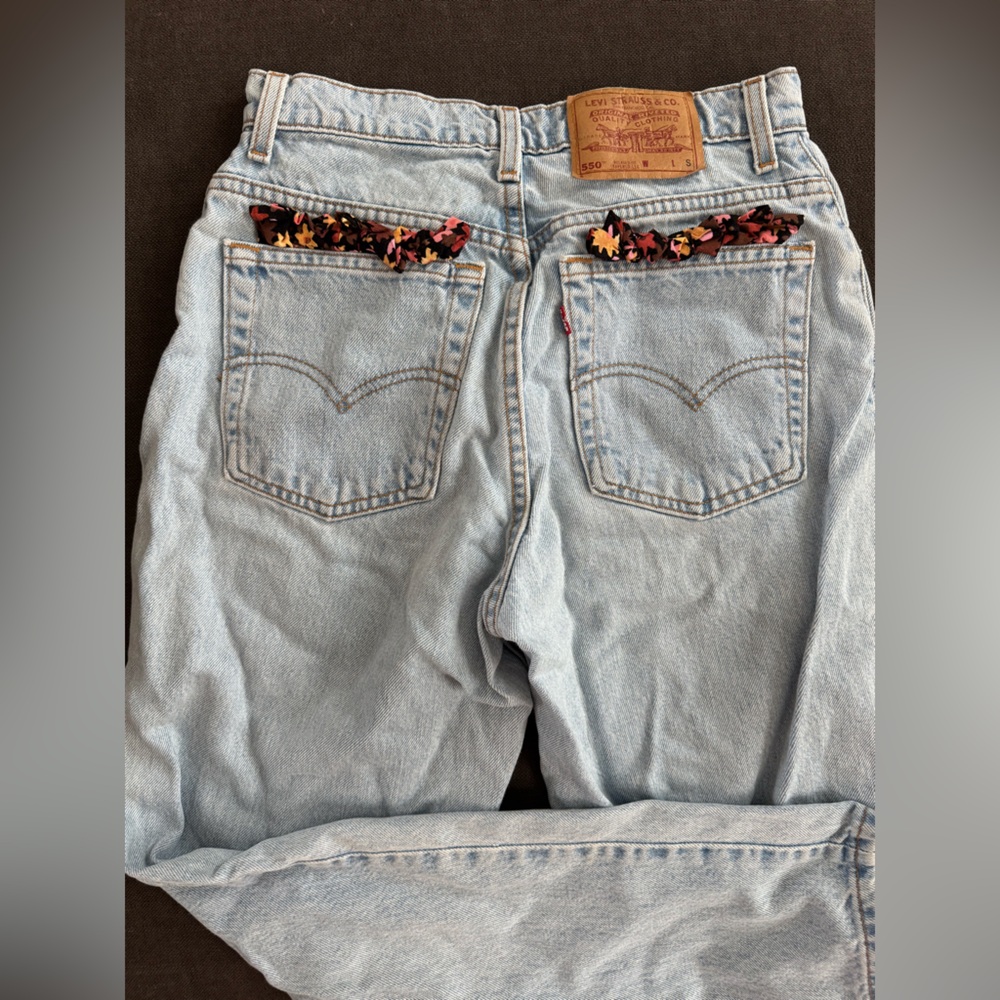 Levi's Light Blue Jeans with Floral Trim